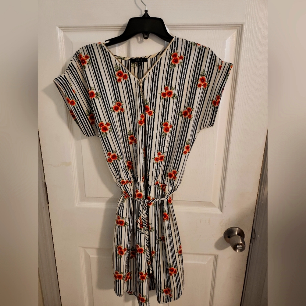 Striped/Floral Print Summer Dress